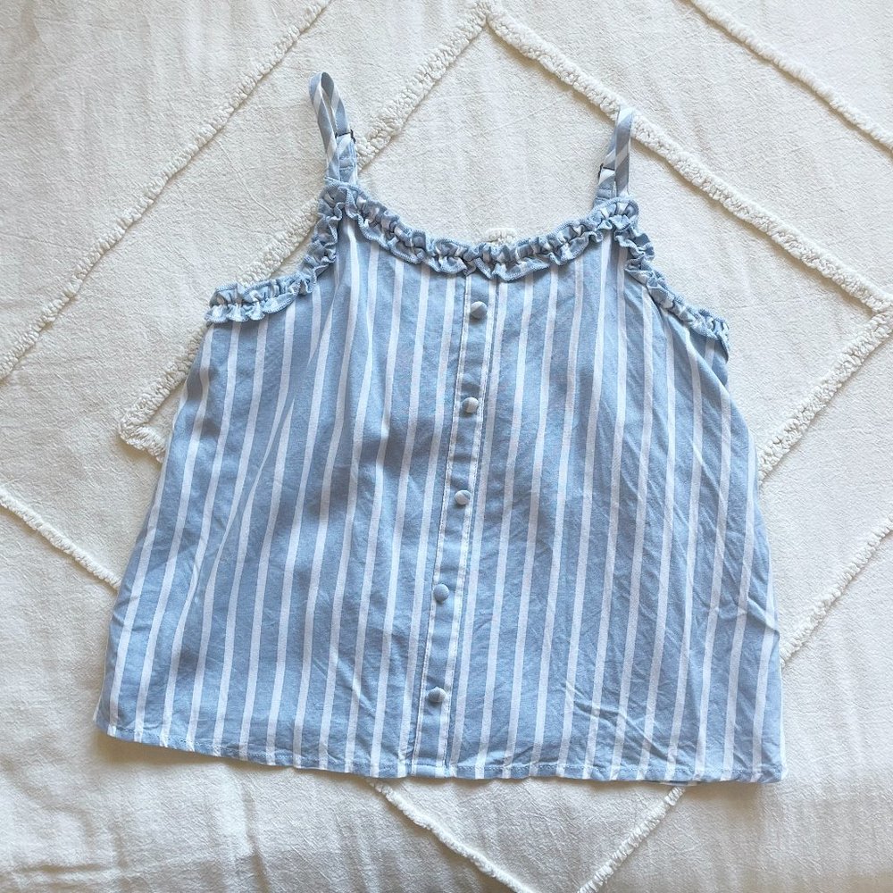 abercrombie kids girls striped blue white tank top size 9/10